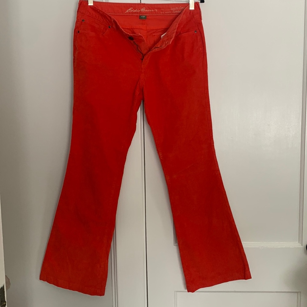 Eddie Bauer Orange Boot Leg Corduroy Size 10